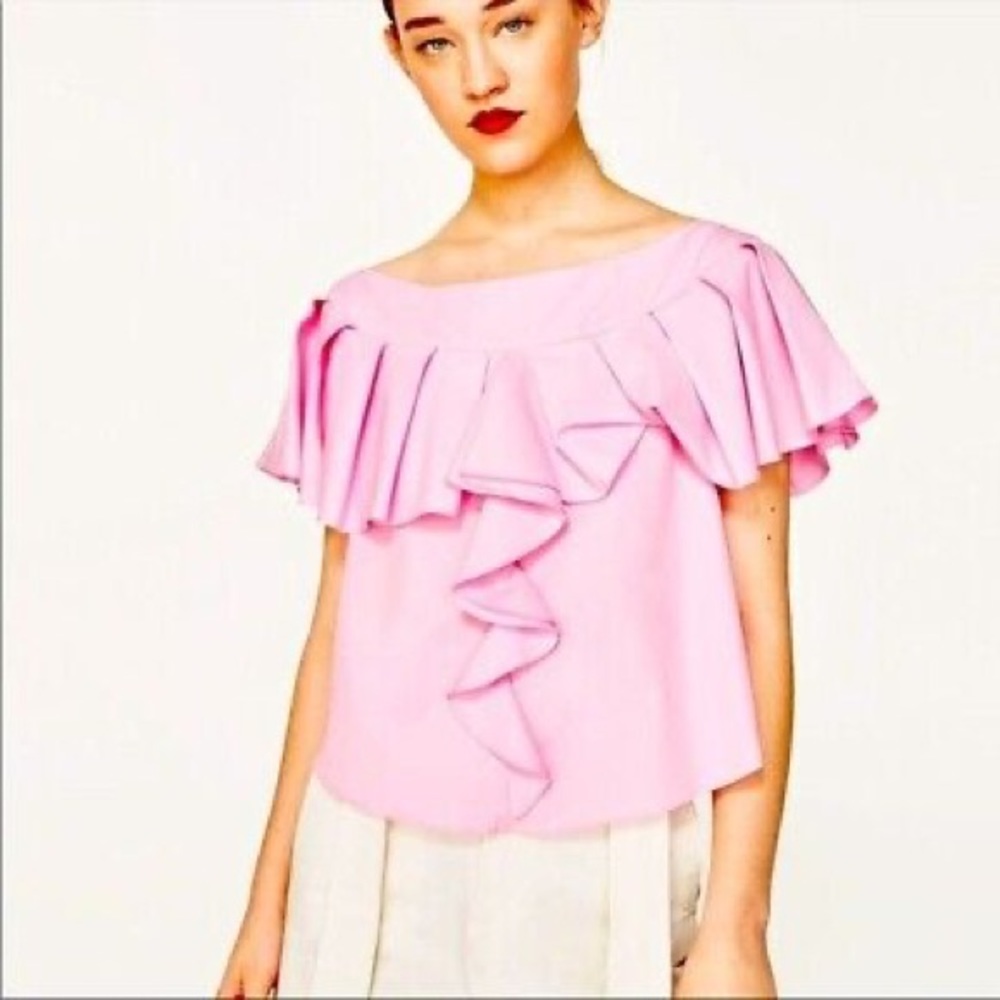 ZARA Pink Ruffled Blouse